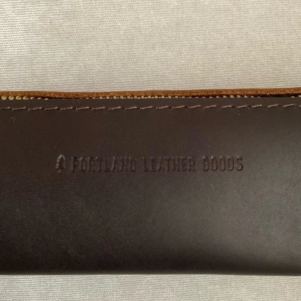 Portland Leather Goods Espresso Brown Leather Long Zip Carrying Case